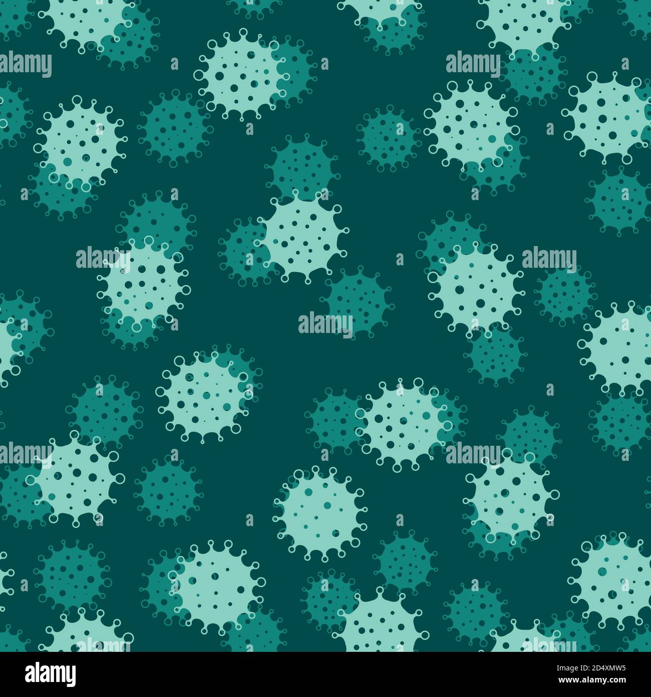 Coronavirus seamless background pattern. Green virus silhouettes. COVID ...