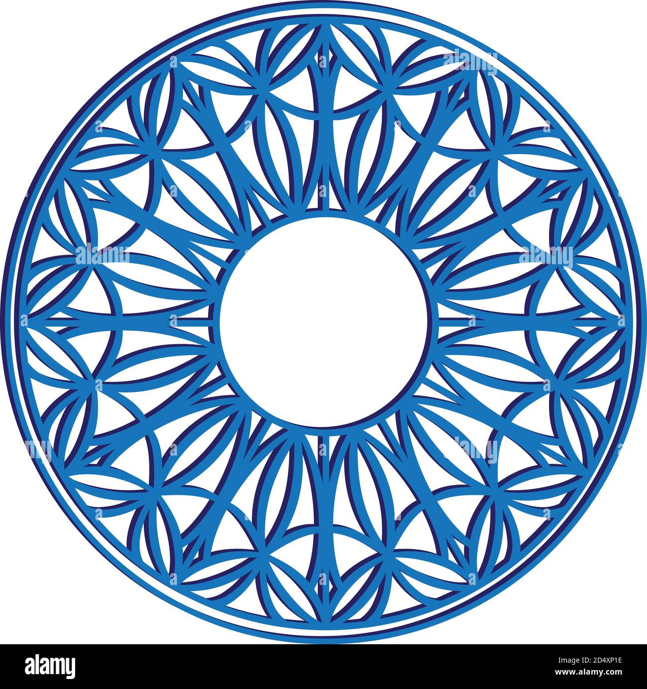 Blue geometric pattern in a circle. Vector mandala Stock Vector