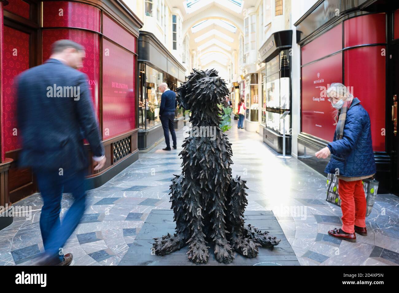 London, UK. 07 October 2020. Mayfair Sculpture Trail. Sculpture 'Scruffy Irish Wolfhound' by Patrick O’Reilly. Credit: Waldemar Sikora Stock Photo