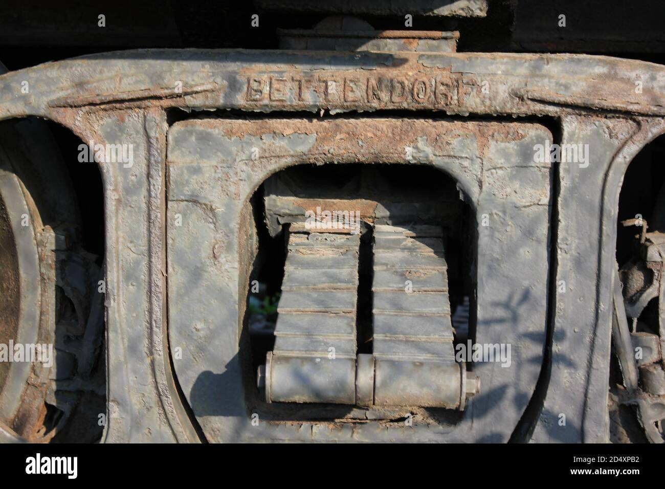 Old worn caboose #2400 train rail car. Stock Photo