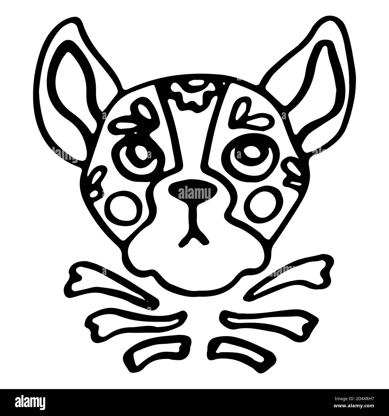 Calavera cat on white isolated backdrop. Mexican day of dead ...