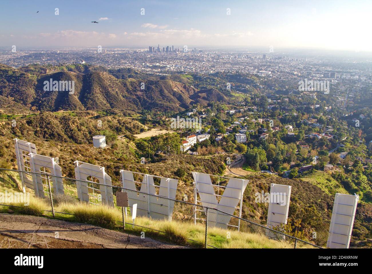 Los Angeles Downtown view from the Hollywood sign, California, USA Stock Photo