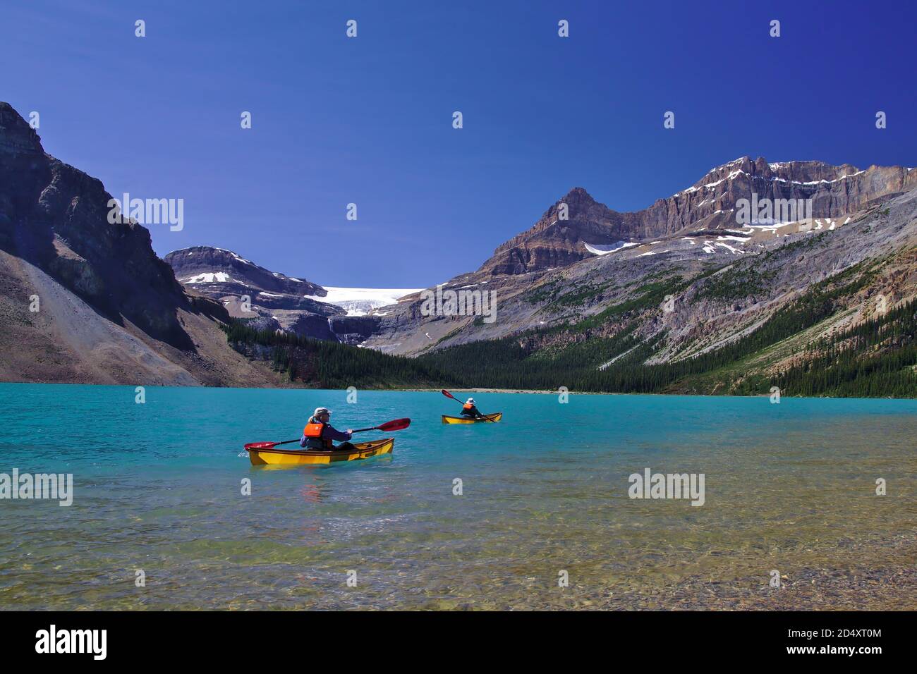 Banff National Park, Alberta - Jul 16, 2018 - Kayaking in Canadian wilderness Stock Photo