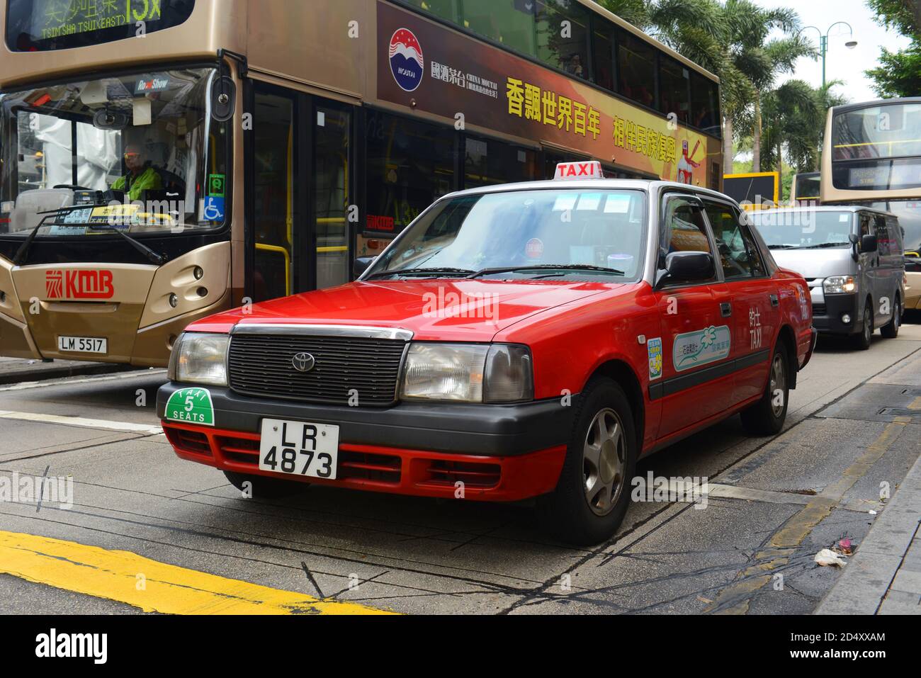 Hong Kong Urban red Toyota Crown Confort YXS10 four seats taxi in