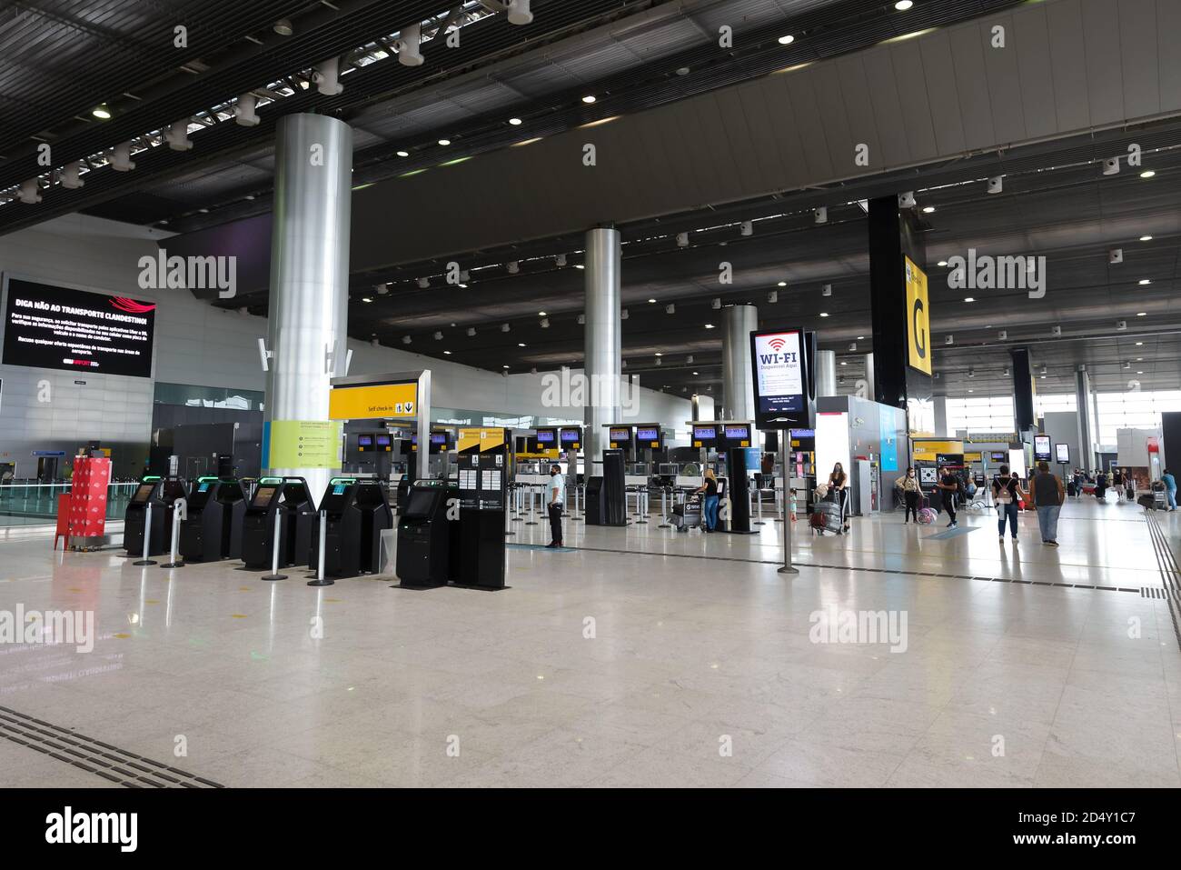 Interior of Sao Paulo Guarulhos Airport Terminal 3. Check-in hall of