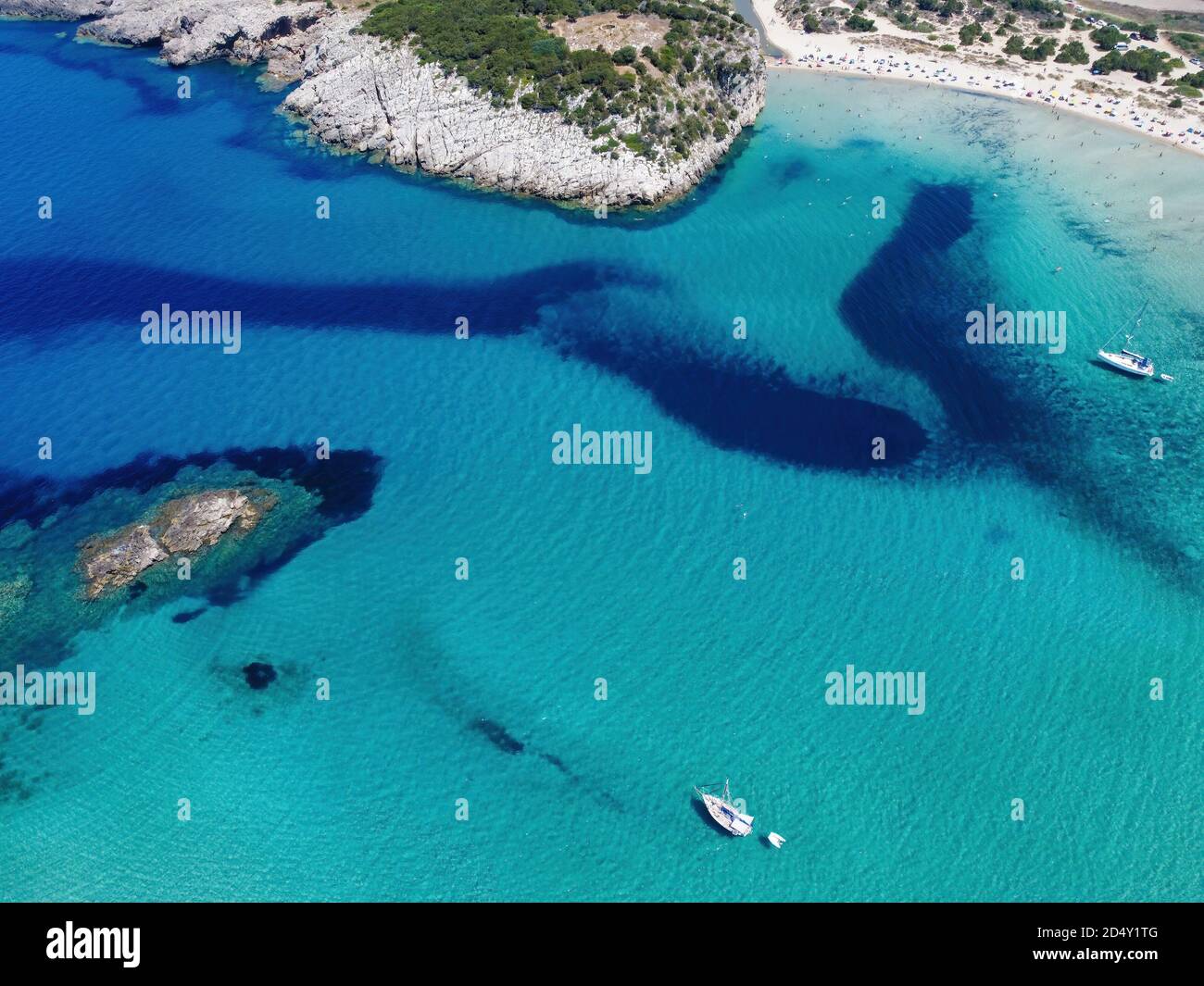 Aerial panoramic view of Voidokilia lagoon near Pylos, Greece Stock Photo