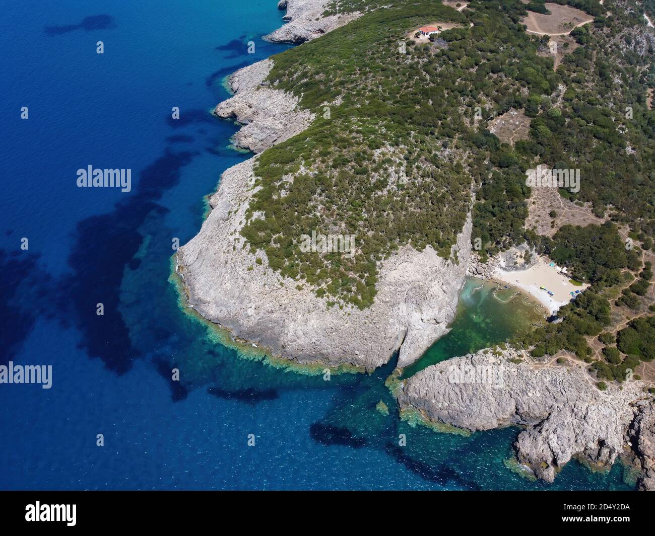 Aerial panoramic view of Voidokilia lagoon near Pylos, Greece Stock Photo