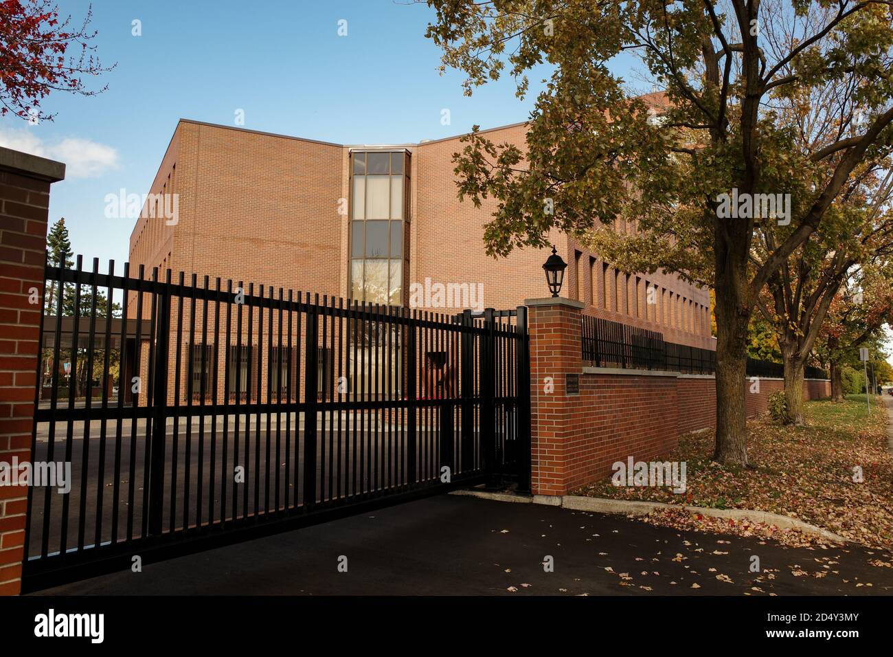Ottawa, Ontario, Canada - October 8, 2020: The gates to the Embassy of Japan in Canada on Sussex Drive in the Lower Town area of Ottawa. Stock Photo