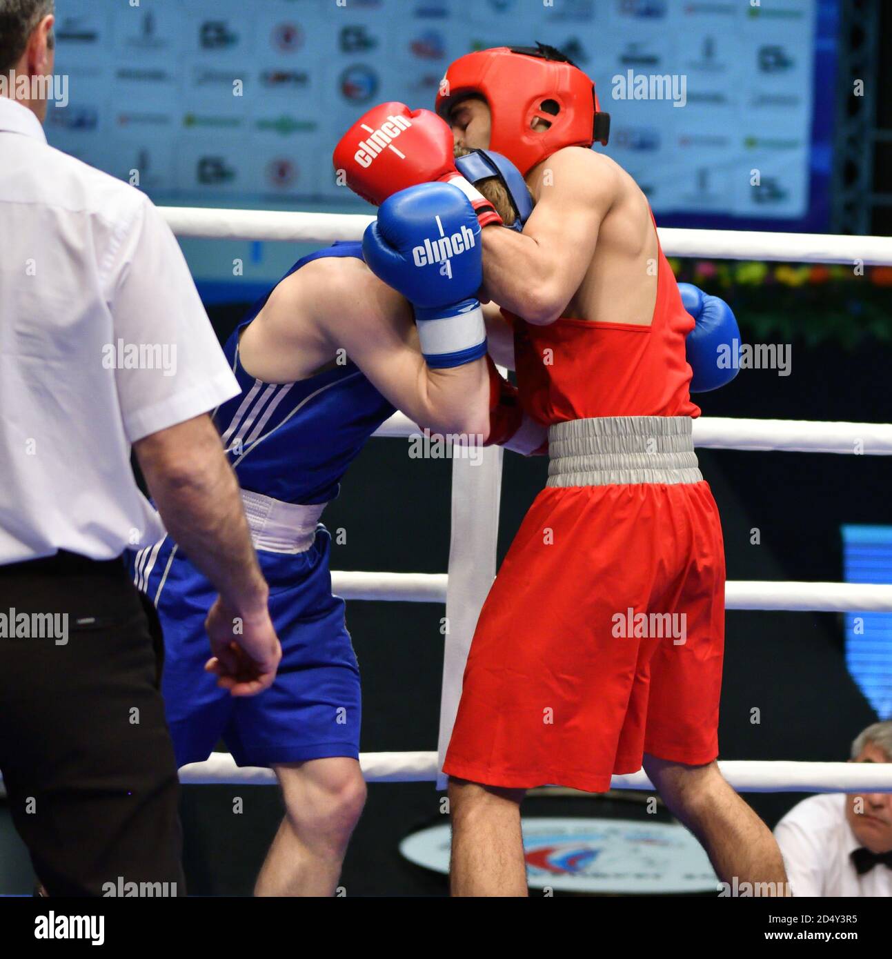 Orenburg, Russia May 7, 2017 year Boys boxers compete in the