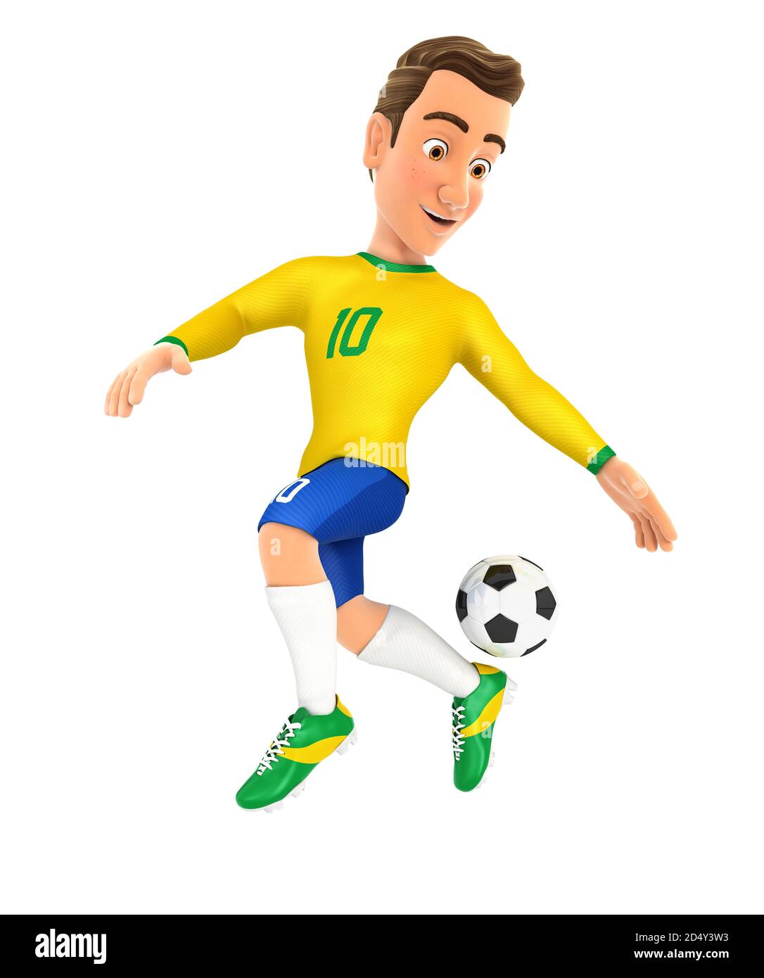 Cartoon illustration footballer kicking football Cut Out Stock Images &  Pictures - Alamy