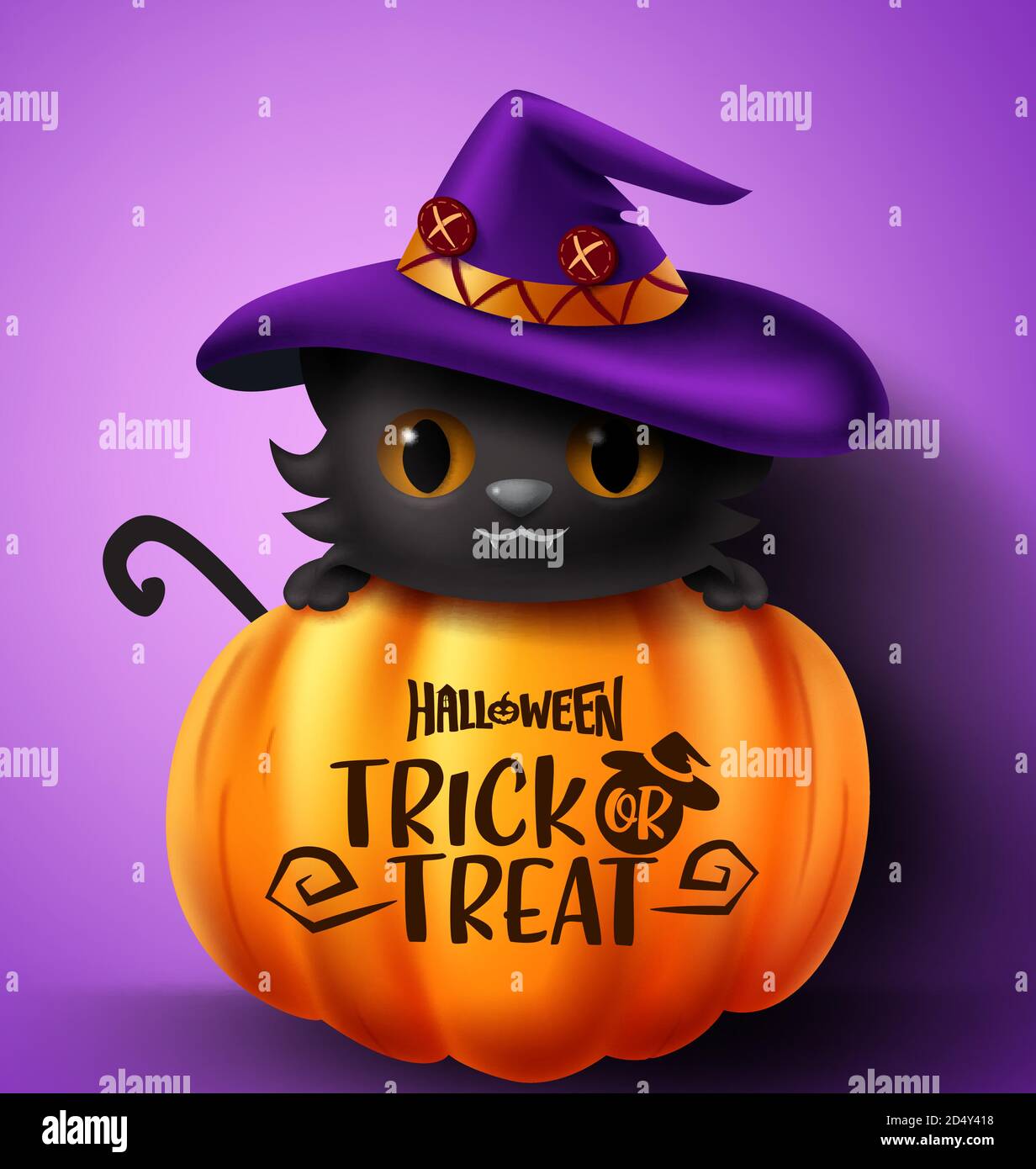 Halloween cat vector concept design. Halloween trick or treat text in ...