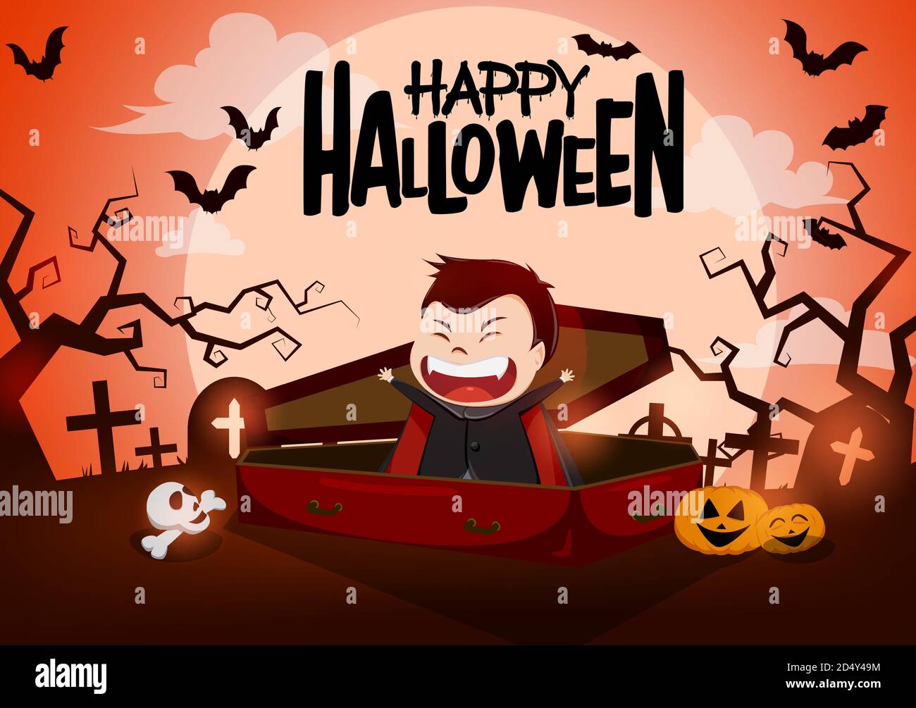 Halloween vampire character vector background design. Happy halloween ...