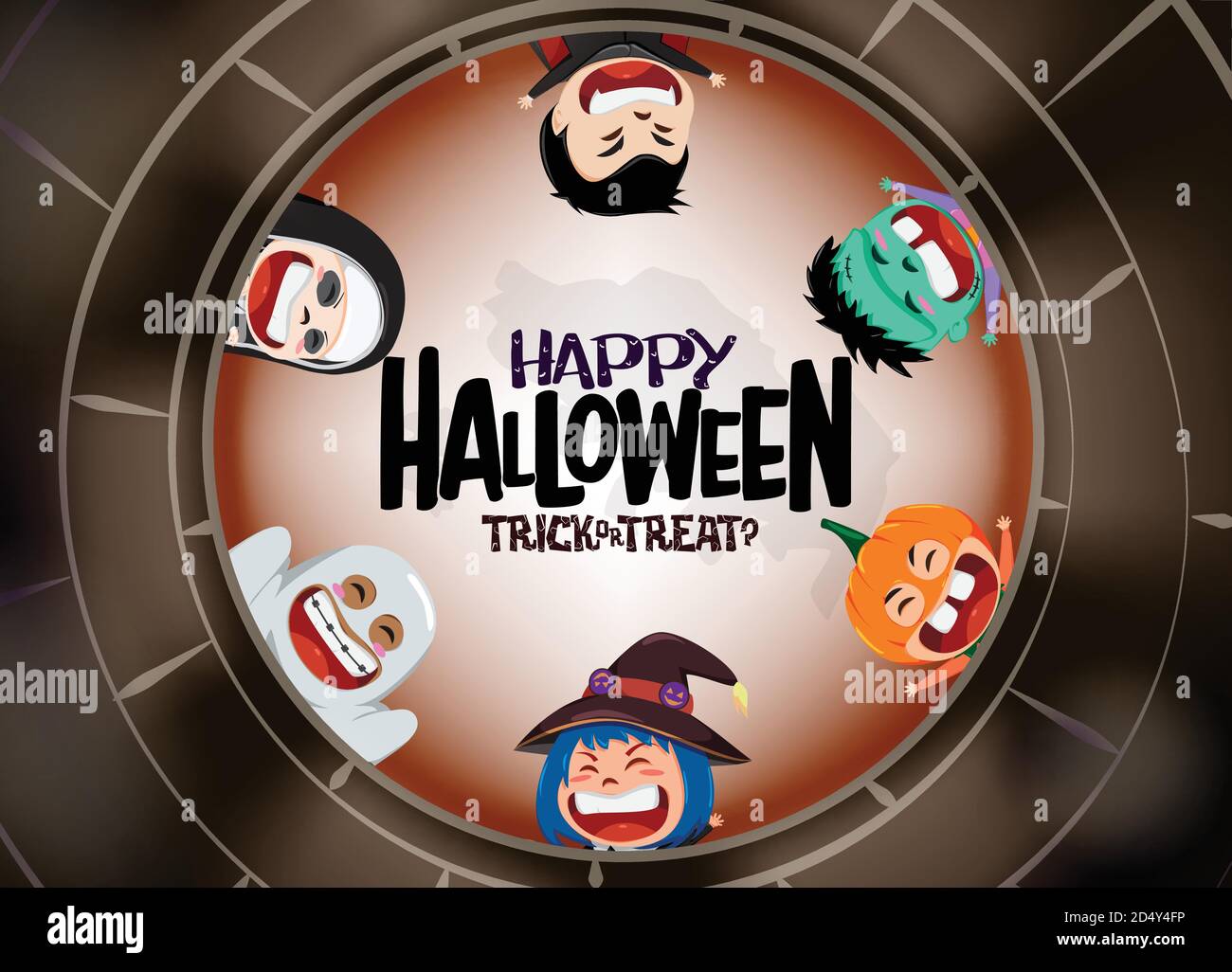 Happy halloween vector character concept design. Halloween text with ...