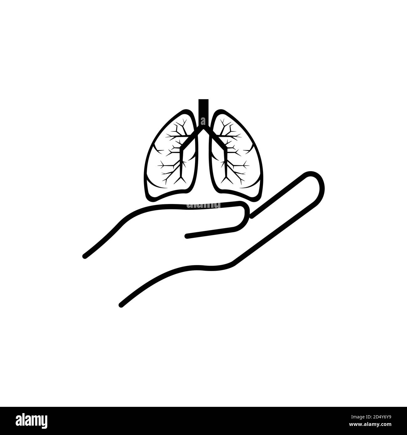 Lungs and hand line icon. International pneumonia day. Design template vector Stock Vector