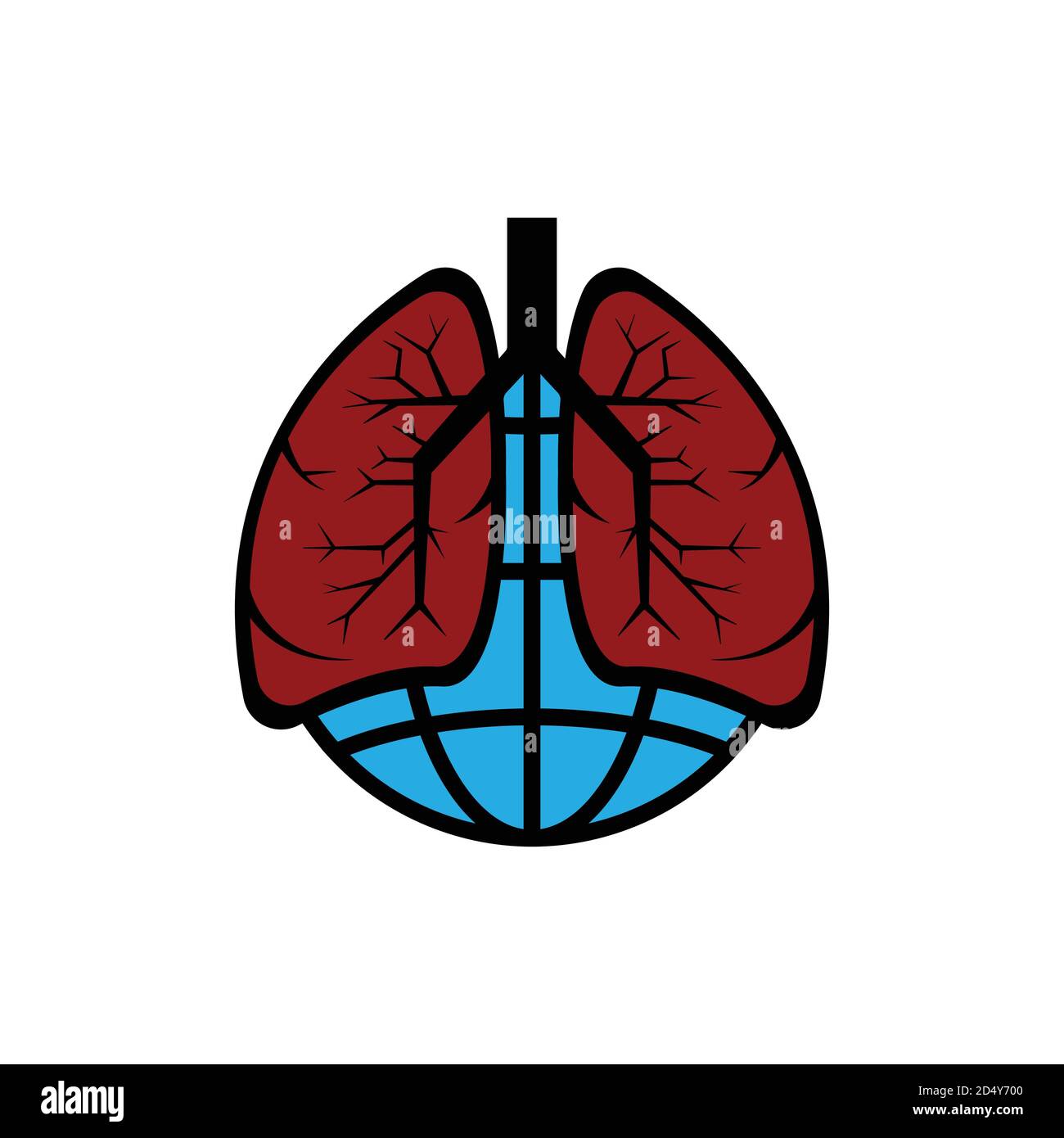 Earth and Lungs logo flat icon graphic. International pneumonia day. Design template vector Stock Vector