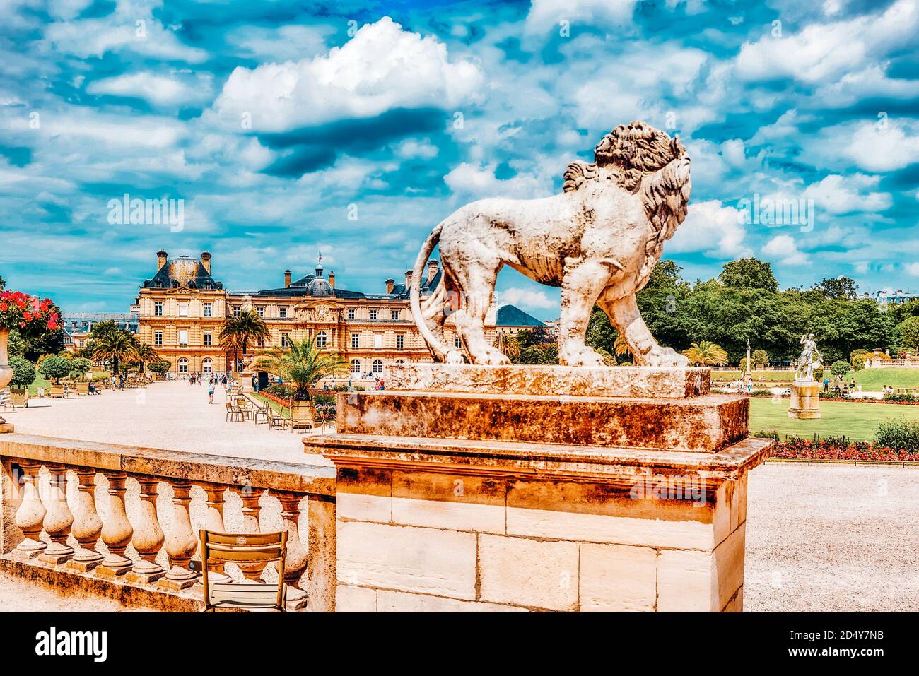 PARIS, FRANCE - JULY 08, 2016 : Luxembourg Palace and park in Paris