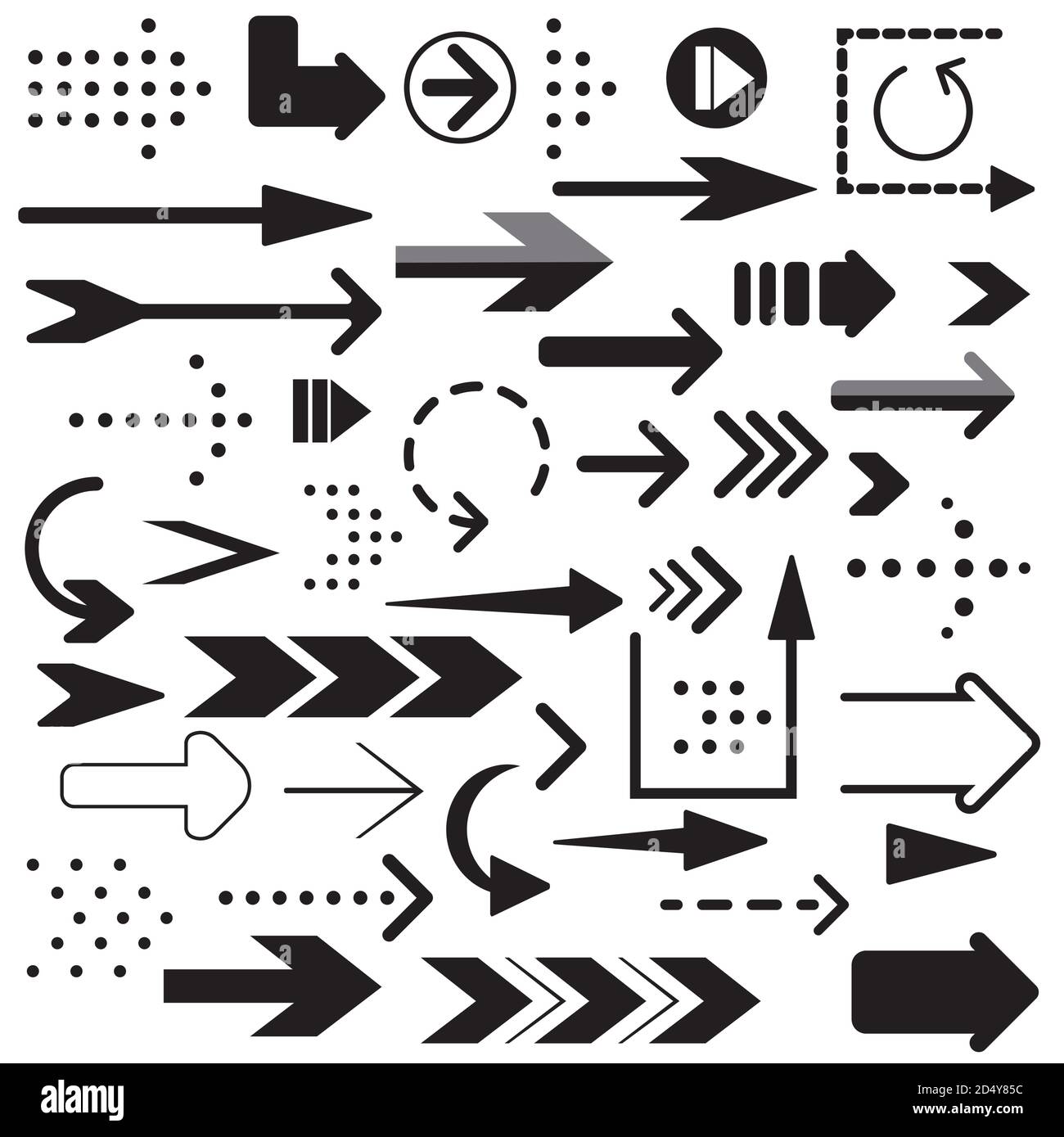 Collection of arrow flat icons. Set of Arrow linear fast moving signs ...