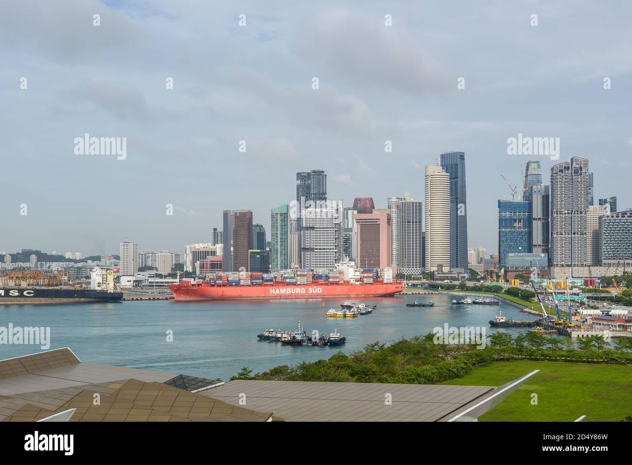 Singapore - December 3, 2019: Cityscape and view of port of Singapore ...
