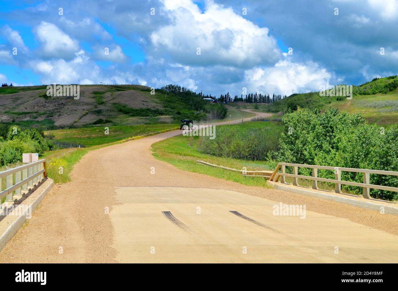Alberta, Canada Tractor on Dirt Highway to Wetaskiwin Stock Photo Alamy