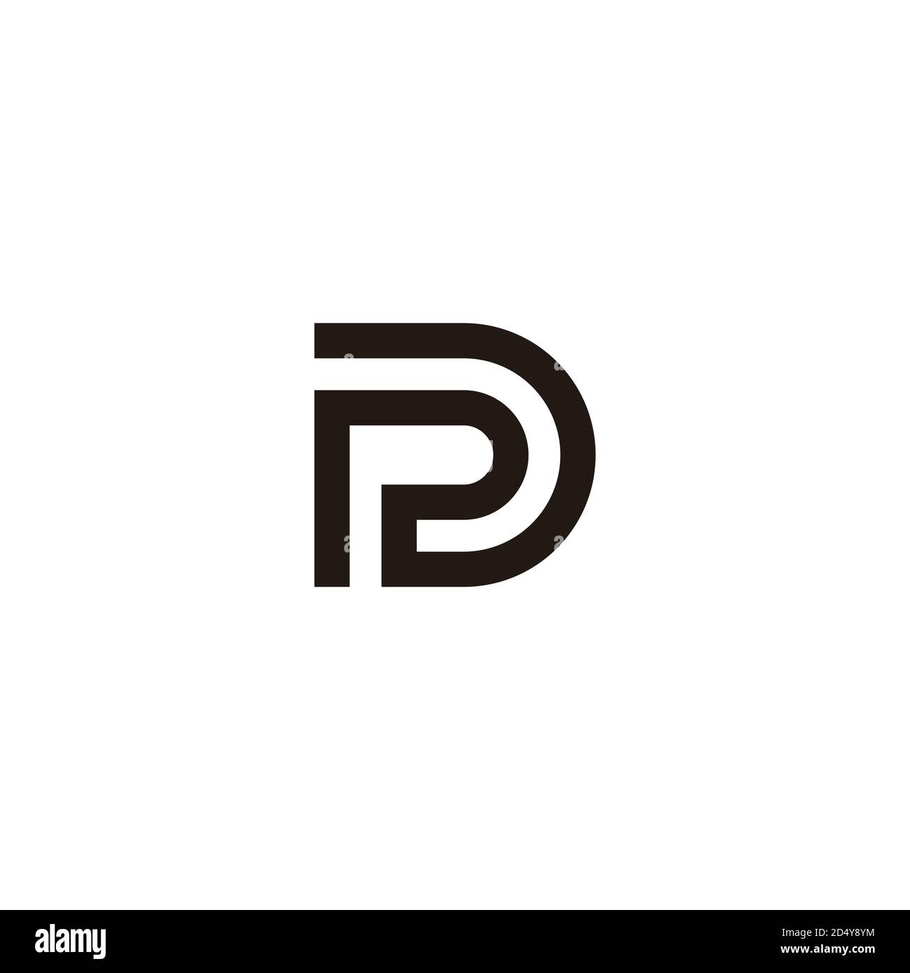 letter pd simple stripes geometric linear logo vector Stock Vector