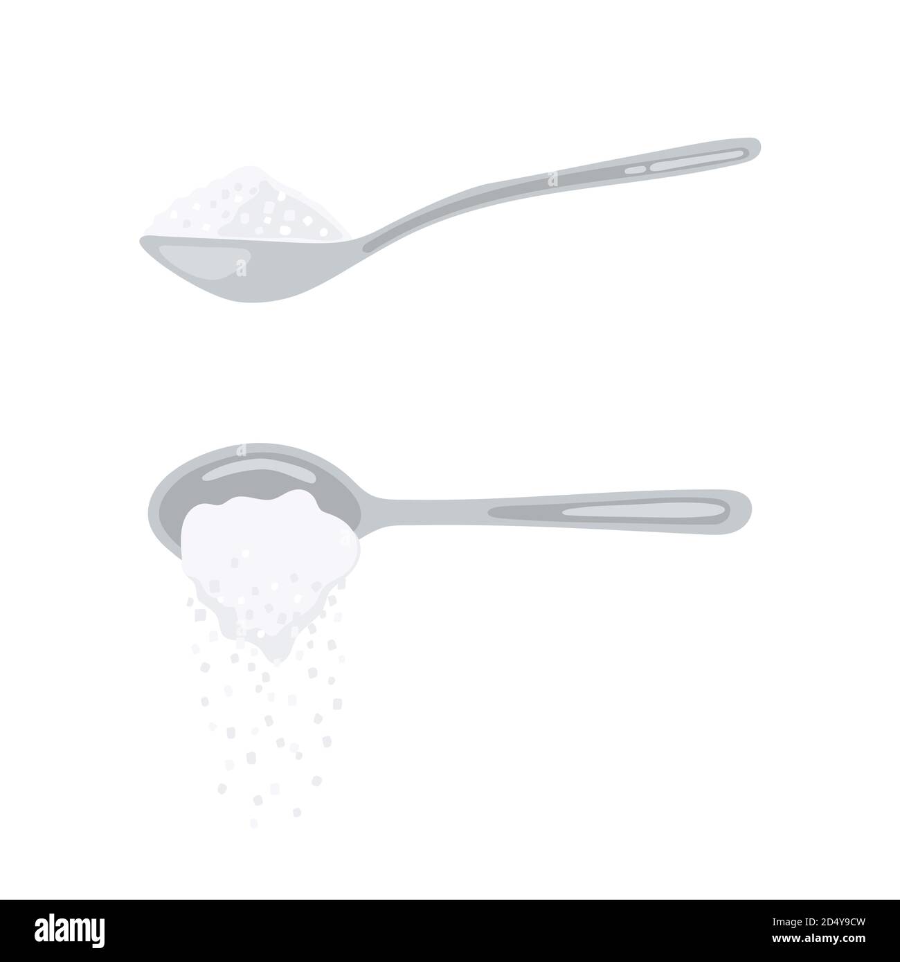 Sugar spoon full of powder crystals of salt or sugar vector