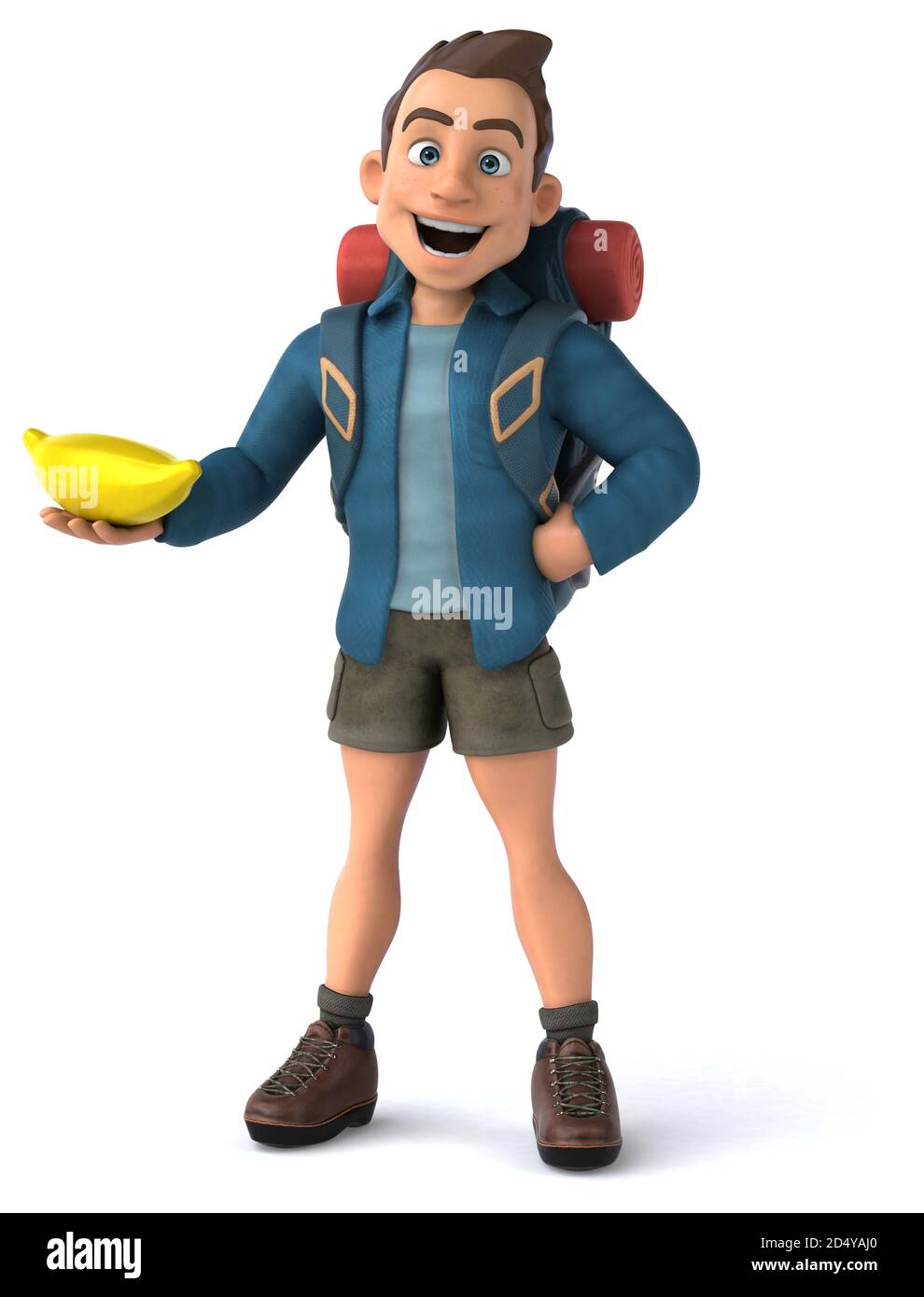 Fun illustration of a 3D cartoon backpacker Stock Photo - Alamy