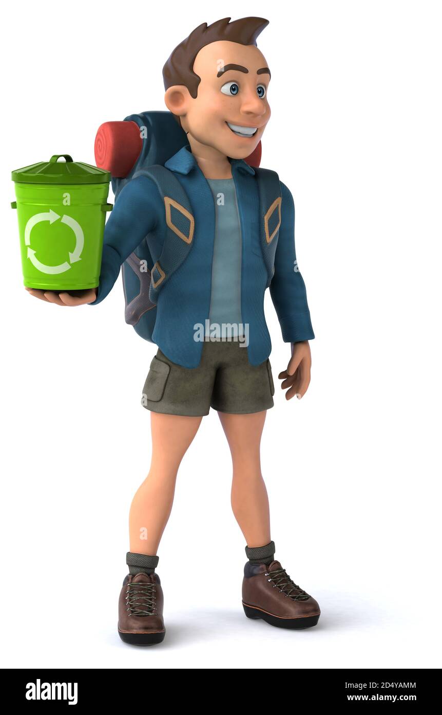 Fun illustration of a 3D cartoon backpacker Stock Photo - Alamy