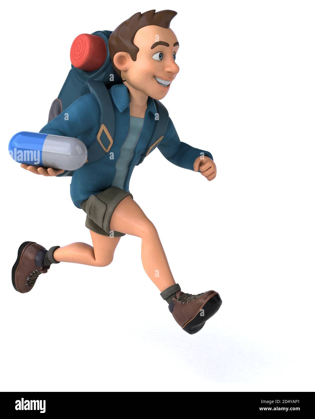 Fun illustration of a 3D cartoon backpacker Stock Photo - Alamy
