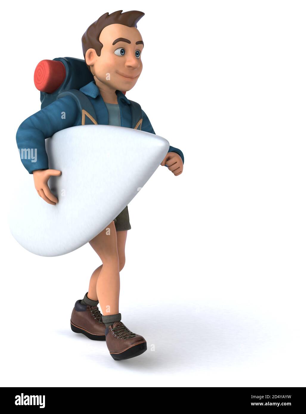 Fun illustration of a 3D cartoon backpacker Stock Photo - Alamy