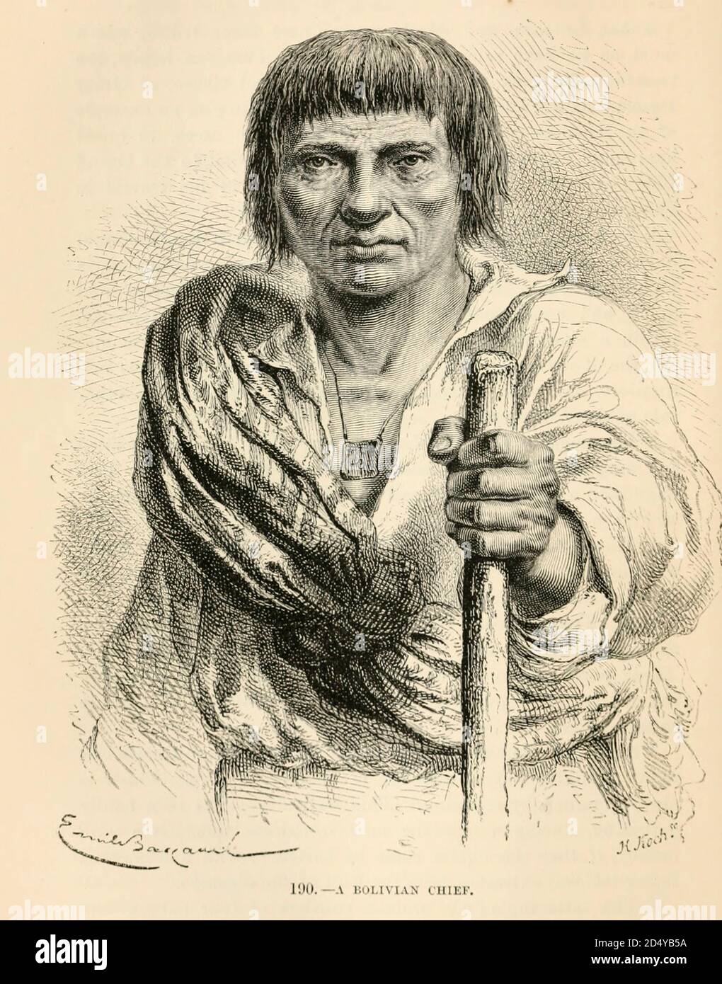 Bolivian Chief engraving on wood From The human race by Figuier, Louis, (1819-1894) Publication in 1872 Publisher: New York, Appleton Stock Photo