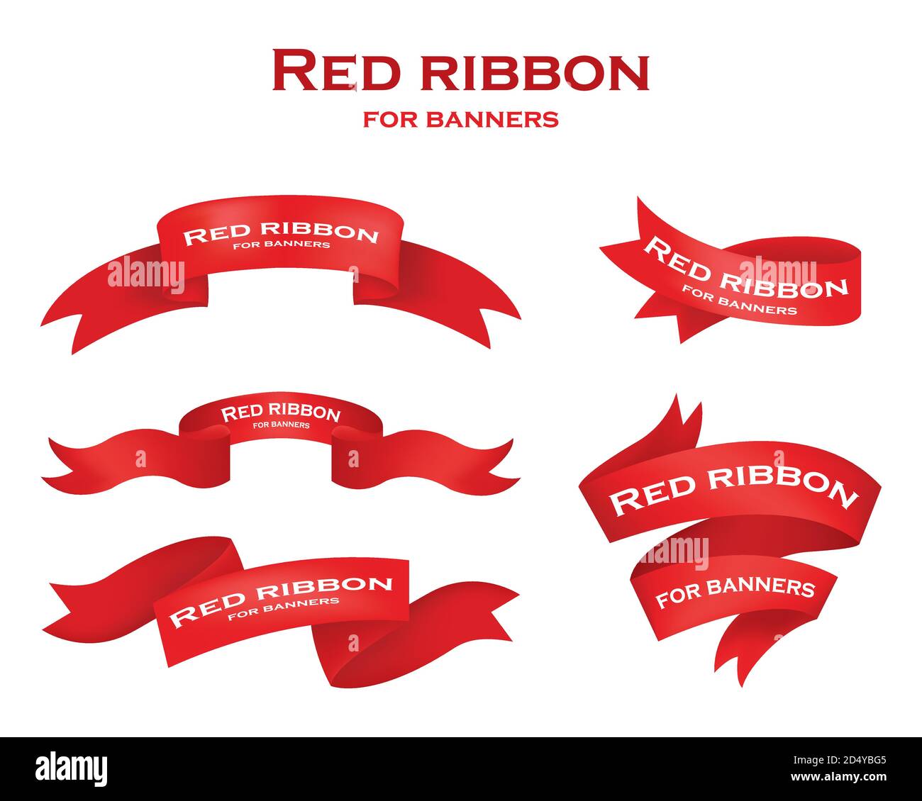 Ribbon vector icon set red color on white background. Christmas sticker ...