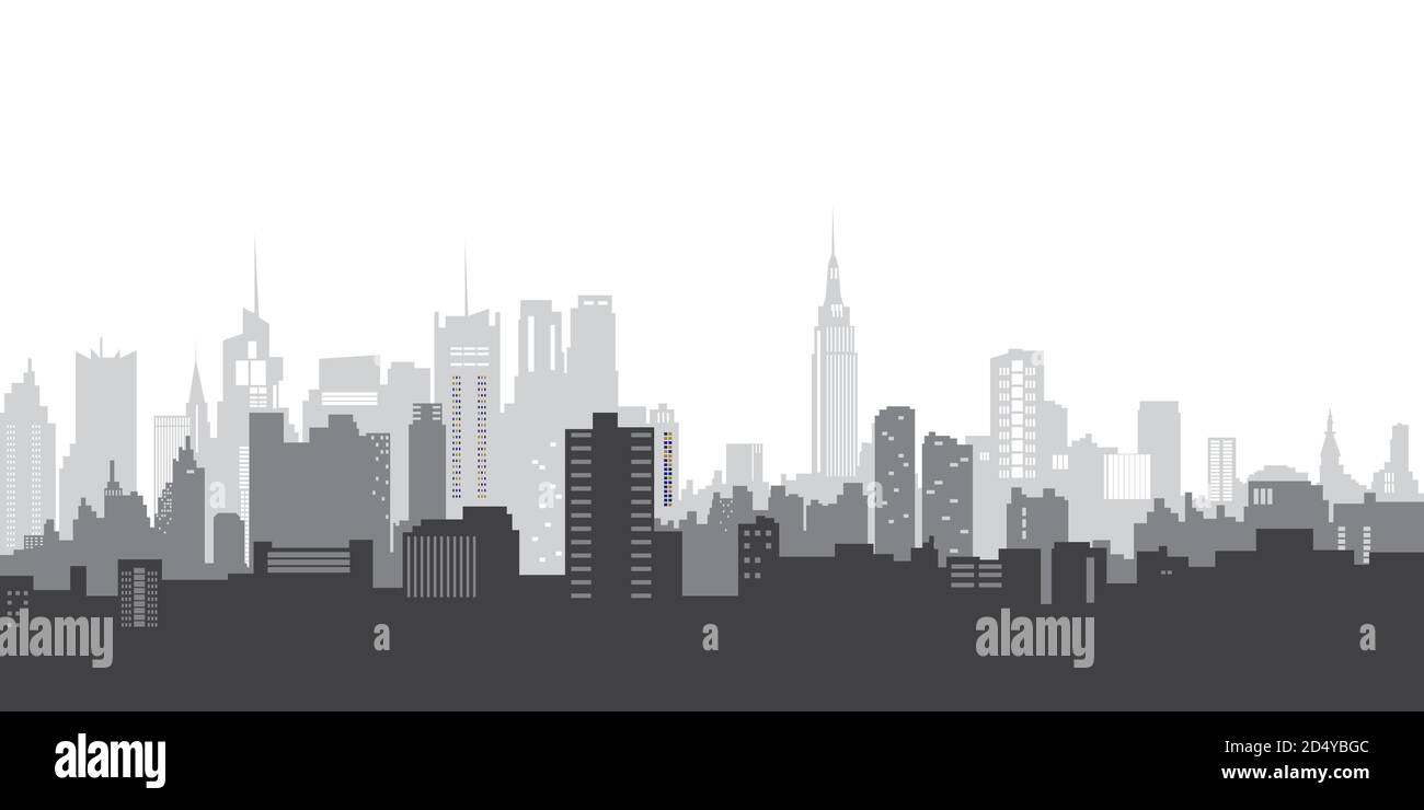 Vector Illustration City Landscape Blue Silhouette Of The City City Landscape In A Flat Style Stock Vector Image Art Alamy