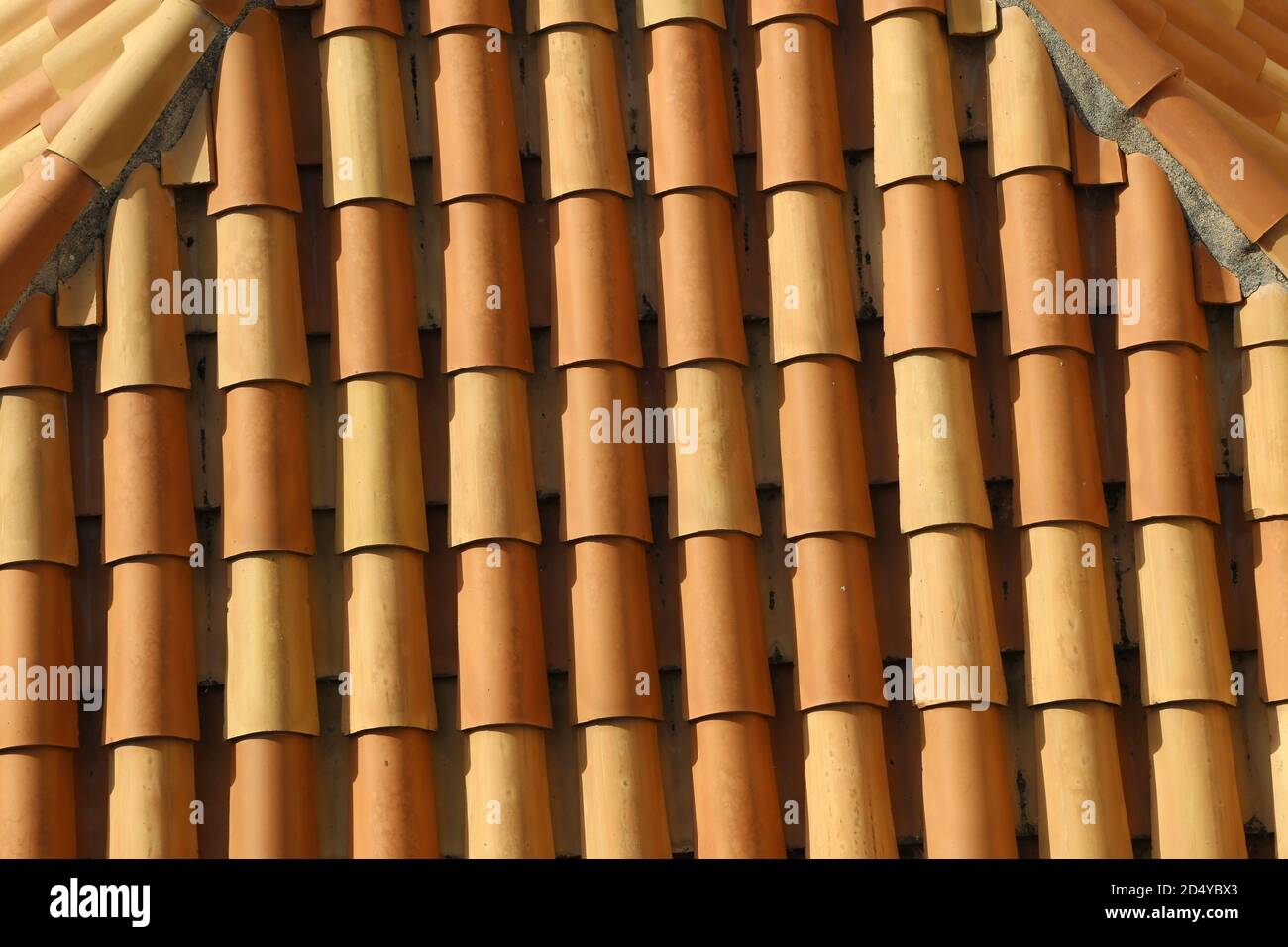 Closeup of a red-tiled roof Stock Photo