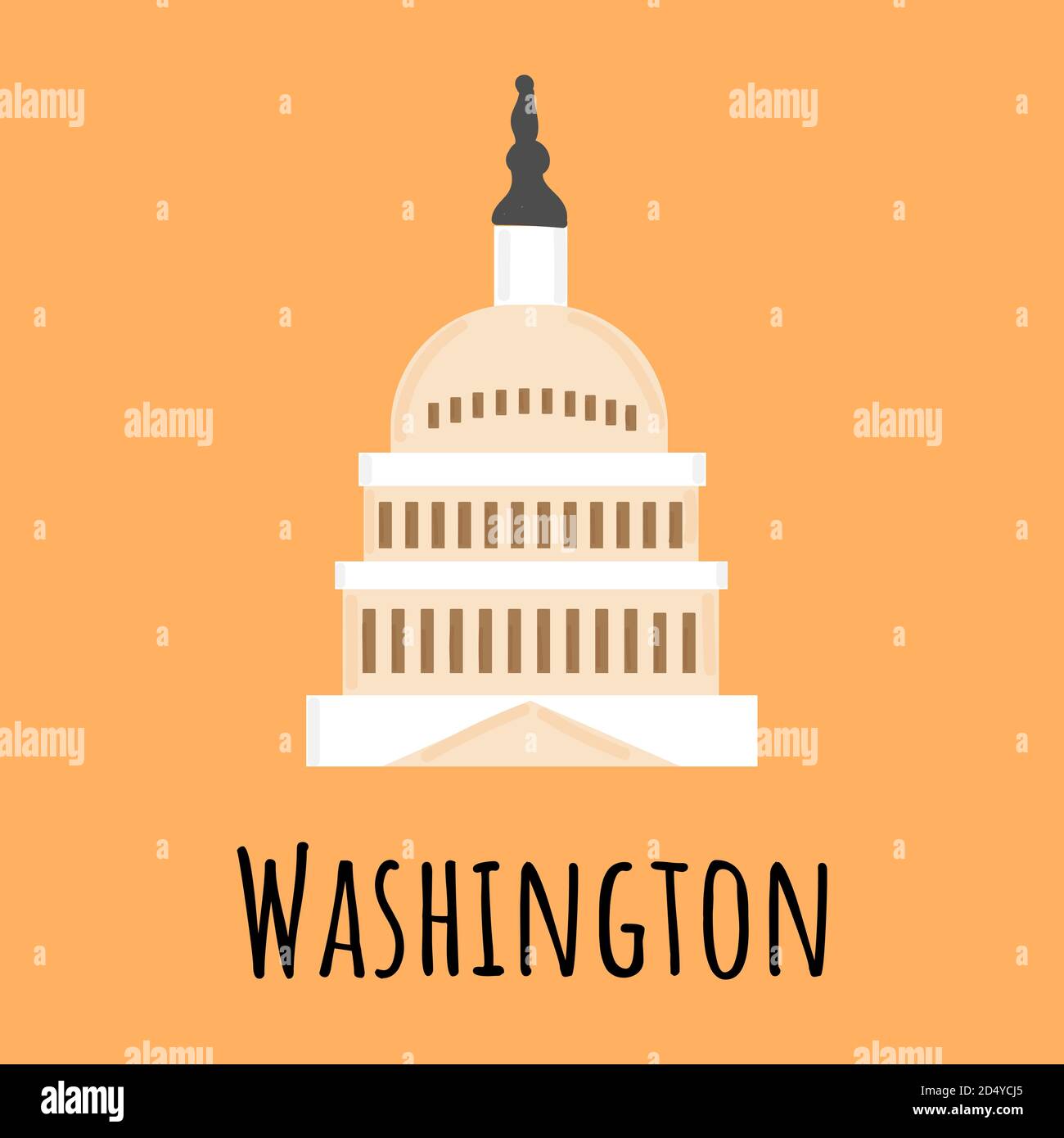 Capitol in Washington. Hand drawn vector illustration isolated on white background Stock Vector