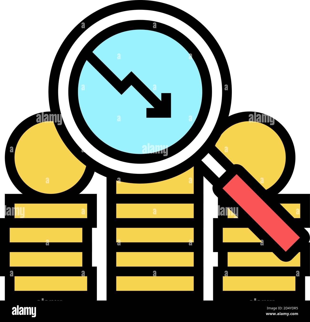 money coin research falling infographic color icon vector illustration ...