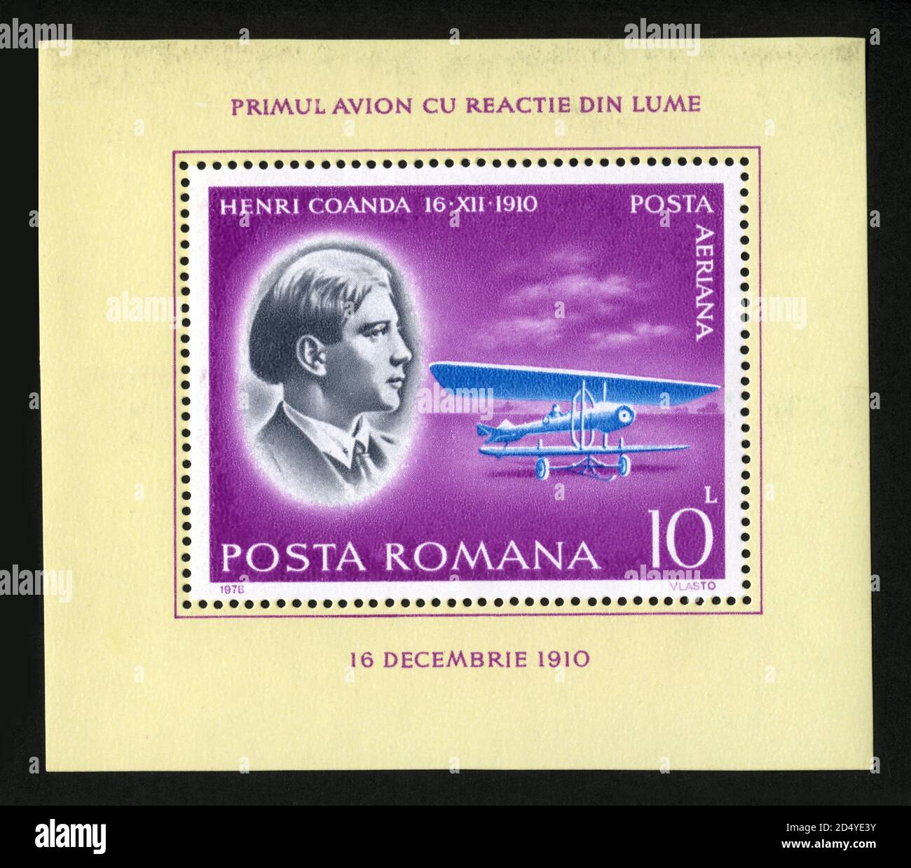 Stamp print in Romania,Henri Coanda Stock Photo