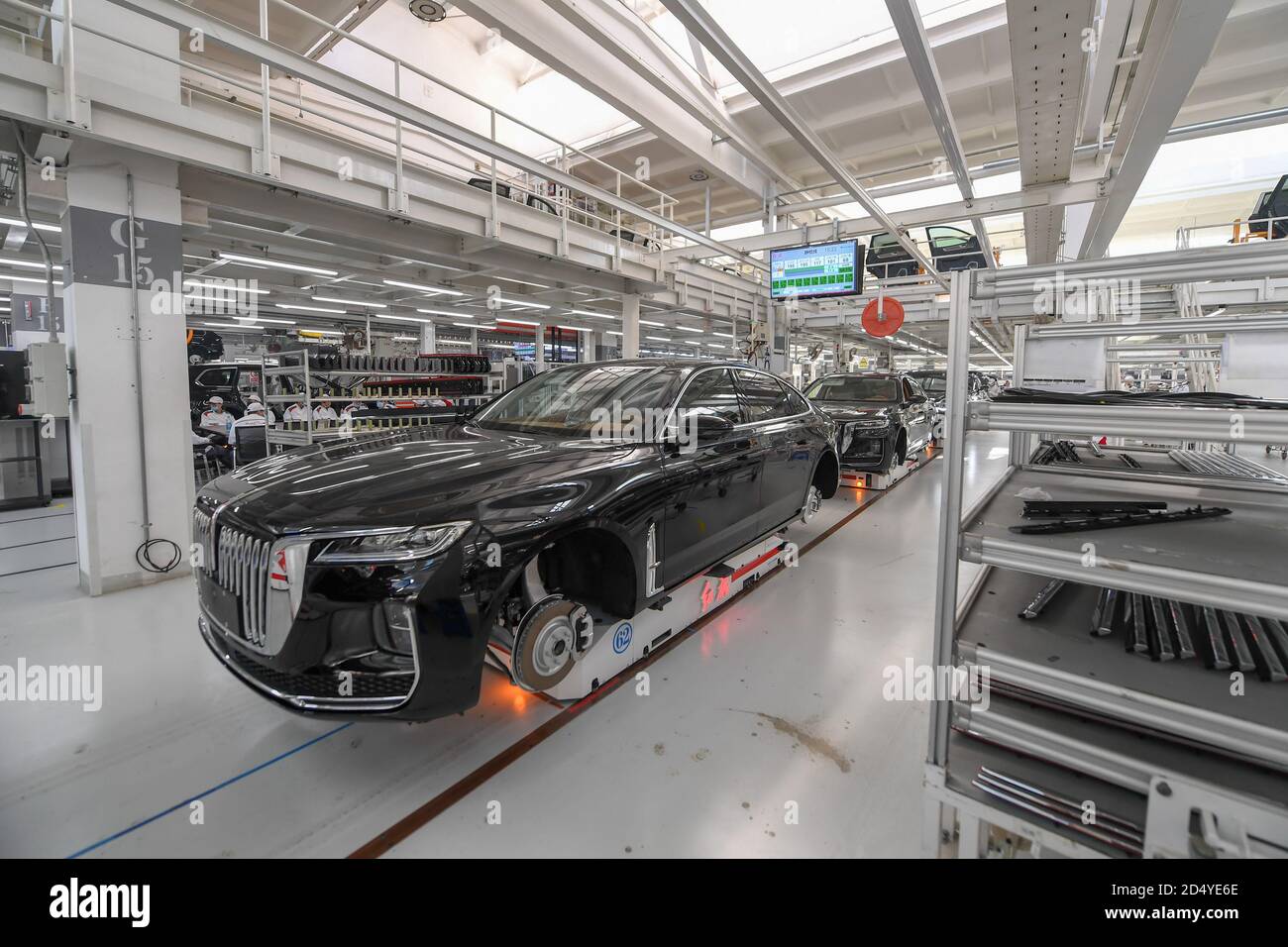Changchun, China's Jilin Province. 23rd Sep, 2020. Cars wait for assembling at a factory of the First Automotive Works (FAW) Group Co., Ltd. in Changchun, capital of northeast China's Jilin Province, Sept. 23, 2020. China's leading automaker First Automotive Works (FAW) Group Co., Ltd. sold 2,656,744 vehicles in the first three quarters of the year, up 8 percent year on year, according to corporate sources. Credit: Zhang Nan/Xinhua/Alamy Live News Stock Photo
