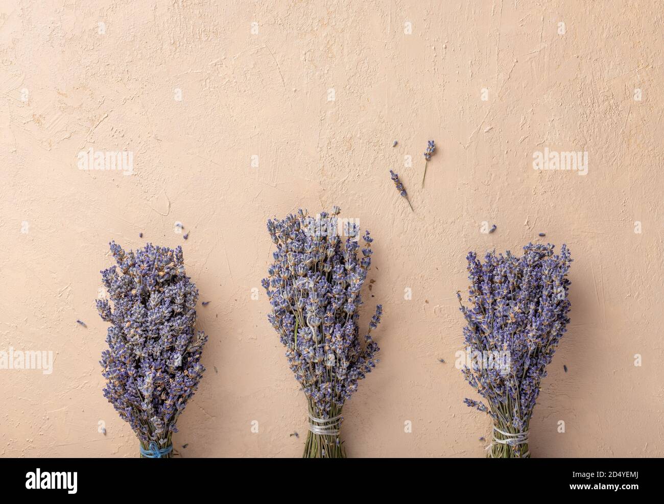 three bunches of dried lavender Stock Photo - Alamy