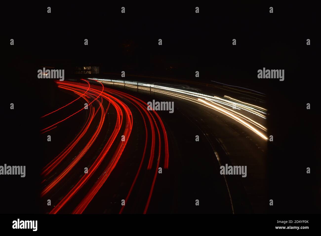 on bridge view of motorway with slow shutter speed Stock Photo - Alamy