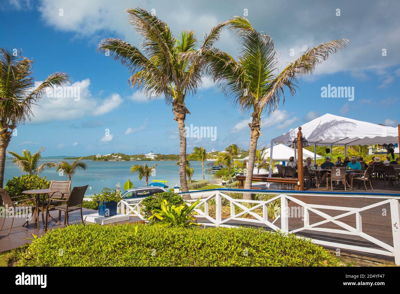 Bahamas, Abaco Islands, Elbow Cay, Waterfront restaurant at Abaco Inn