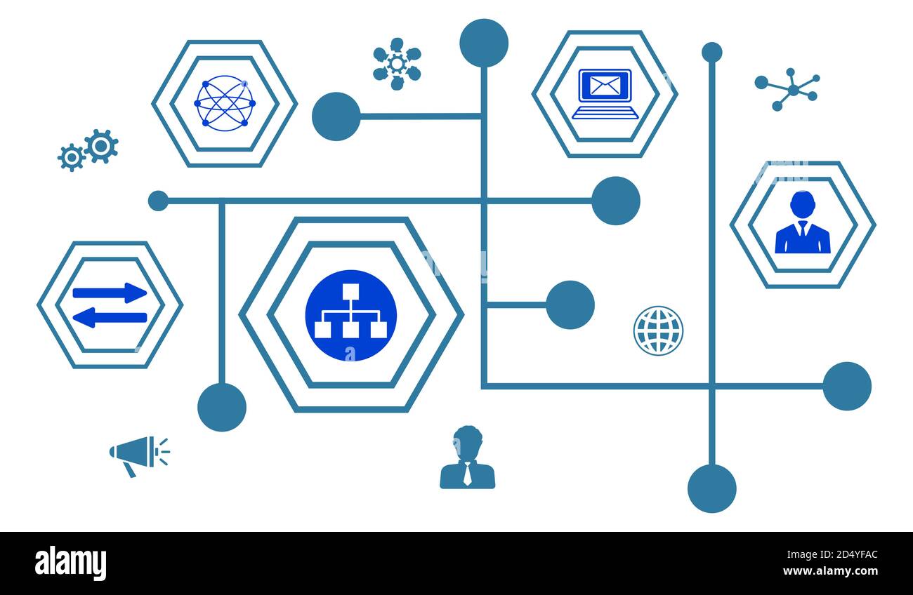 Concept of network marketing with connected icons Stock Photo - Alamy
