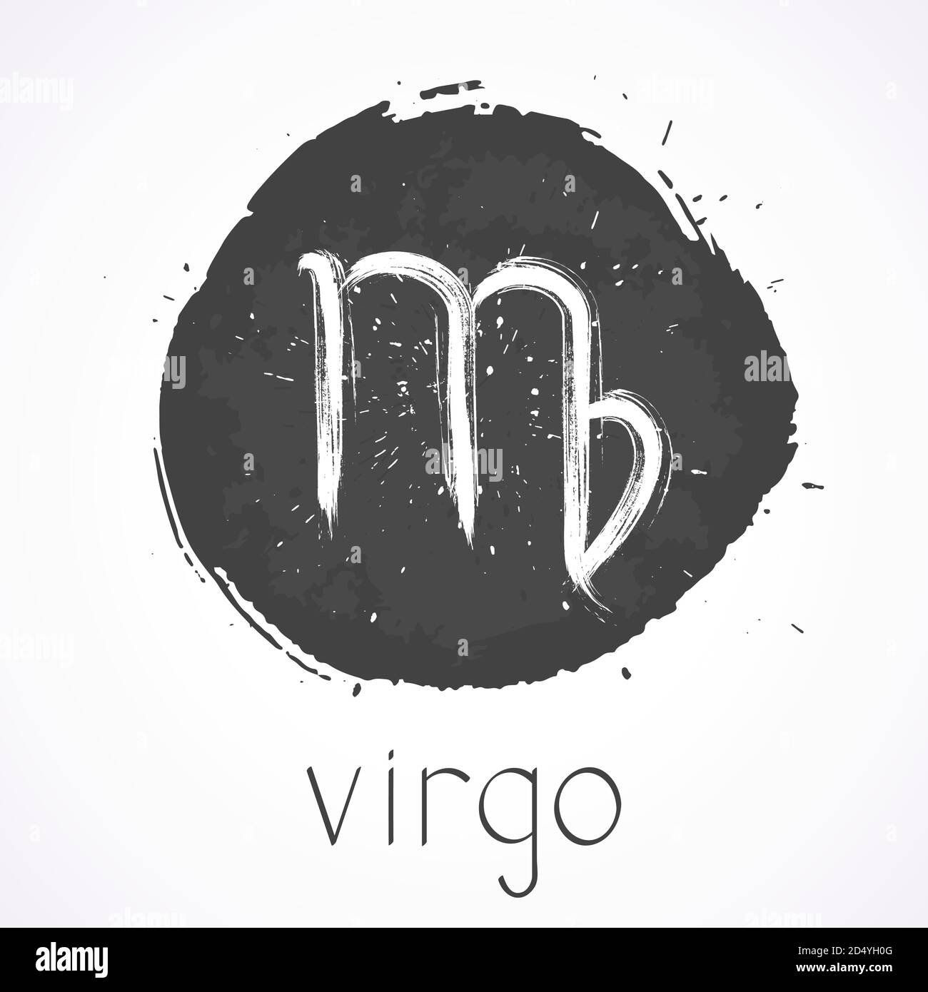 Vector illustration with Hand drawn Zodiac sign VIRGO on a grunge ink ...