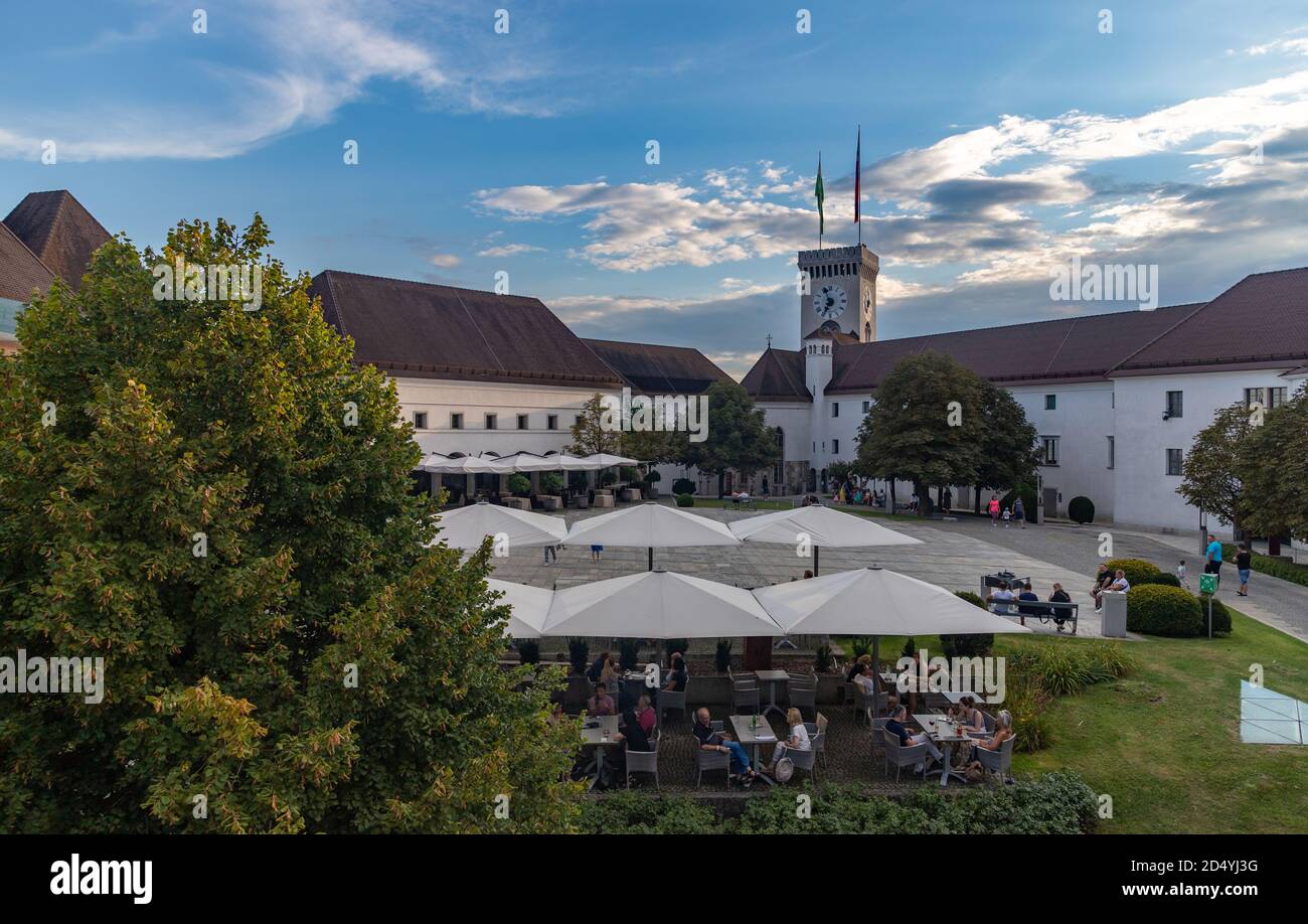 A picture of the inner courtyard of the Ljubljana Castle. Stock Photo