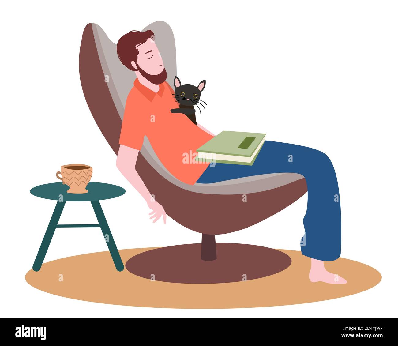Men fall asleep when reading sit on chair white isolated background with  flat cartoon style Stock Vector Image & Art - Alamy