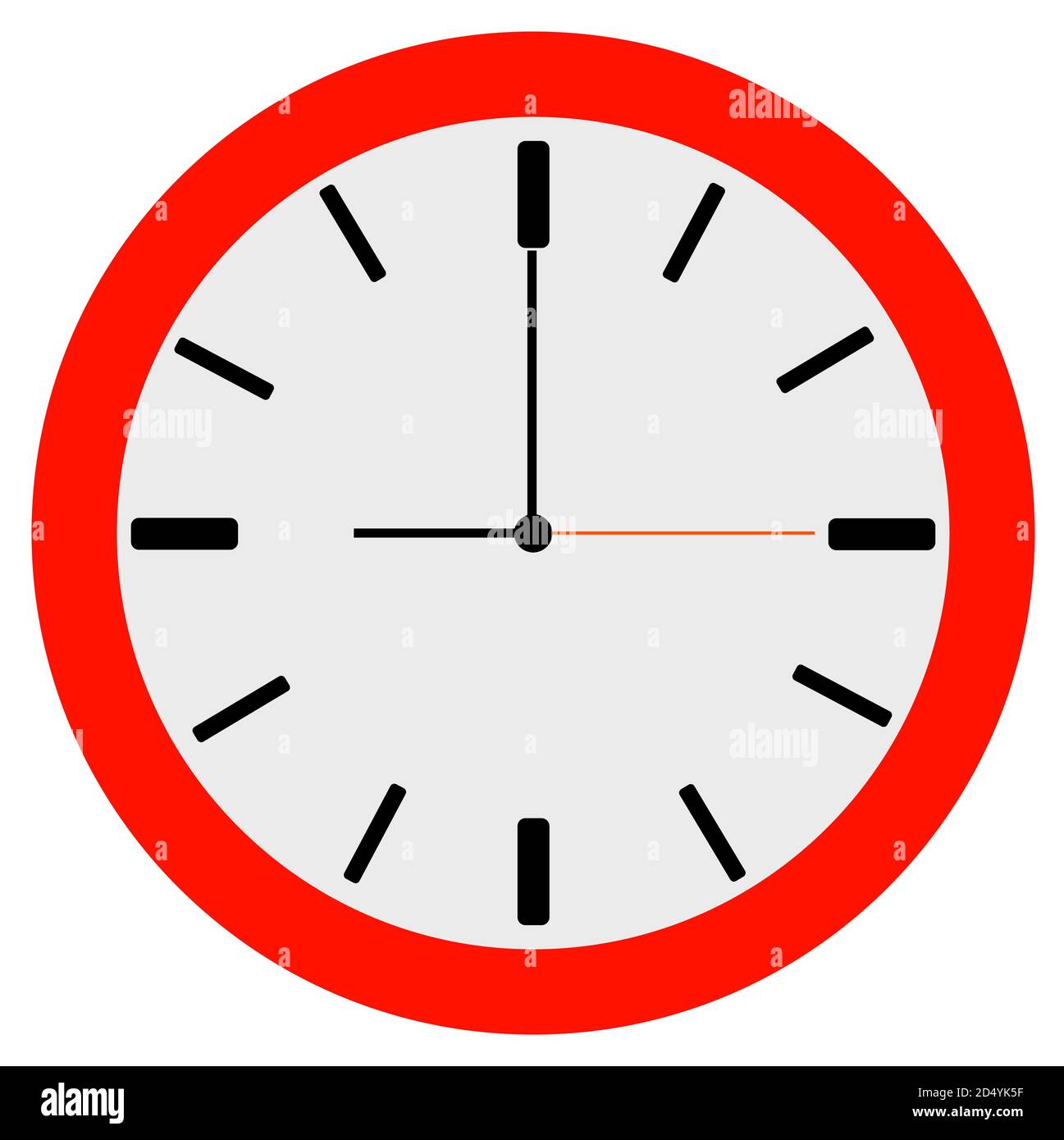 Dial of a wall clock with hands showing the time. Stock Vector