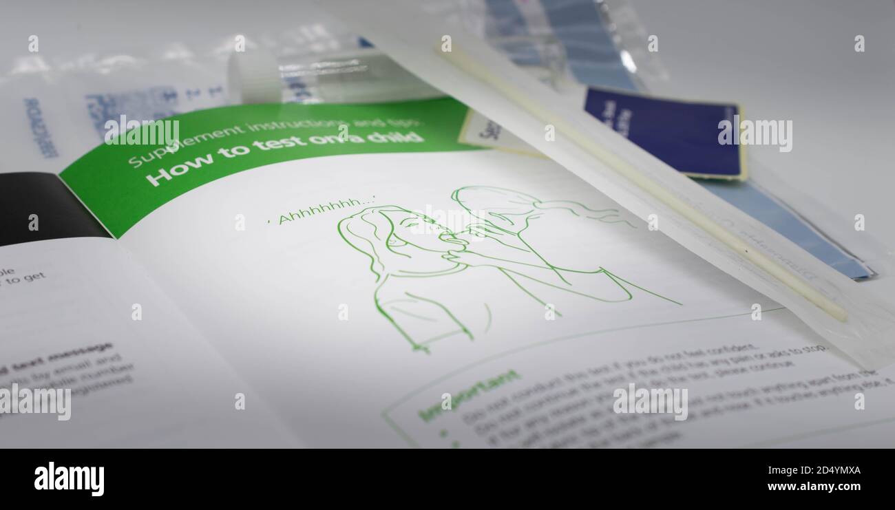 Testing a child for Covid-19 Stock Photo