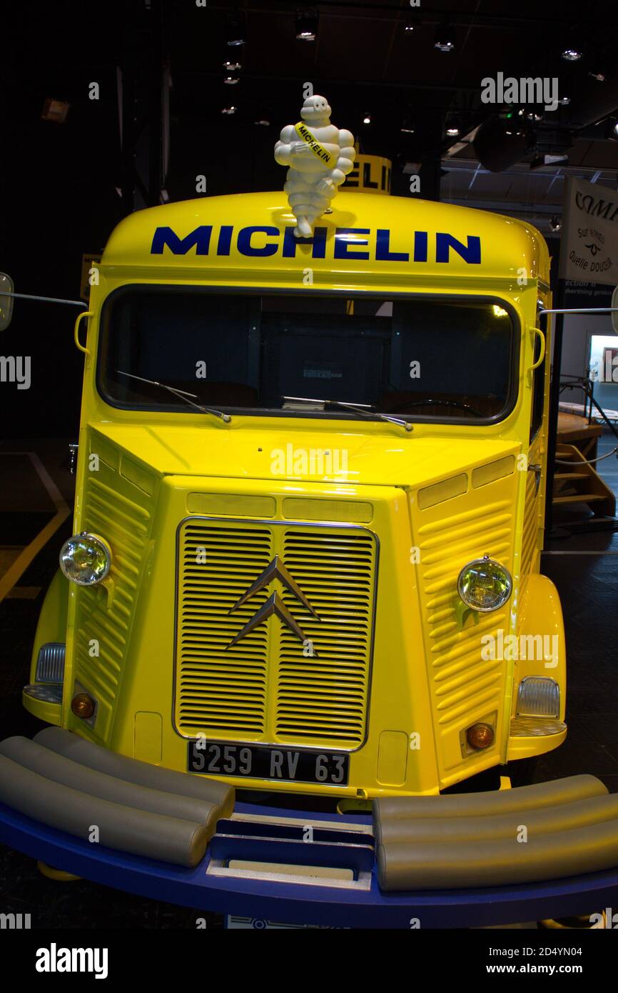 Front of classic Citroen van  at Aventure Michelin museum, Clermont-Ferrand, France Stock Photo