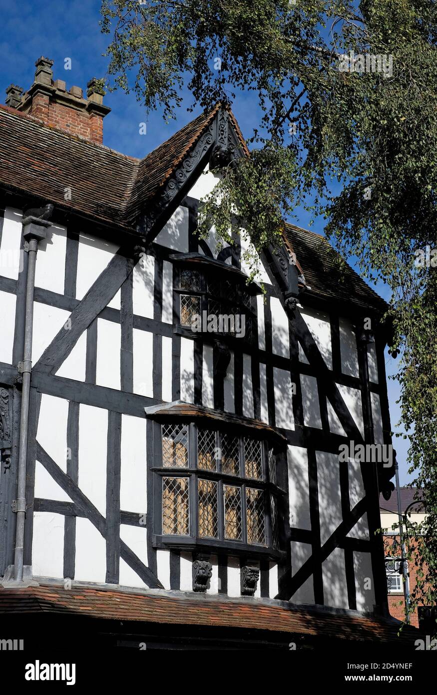 black and white half timbered building in hereford, herefordshire, england Stock Photo