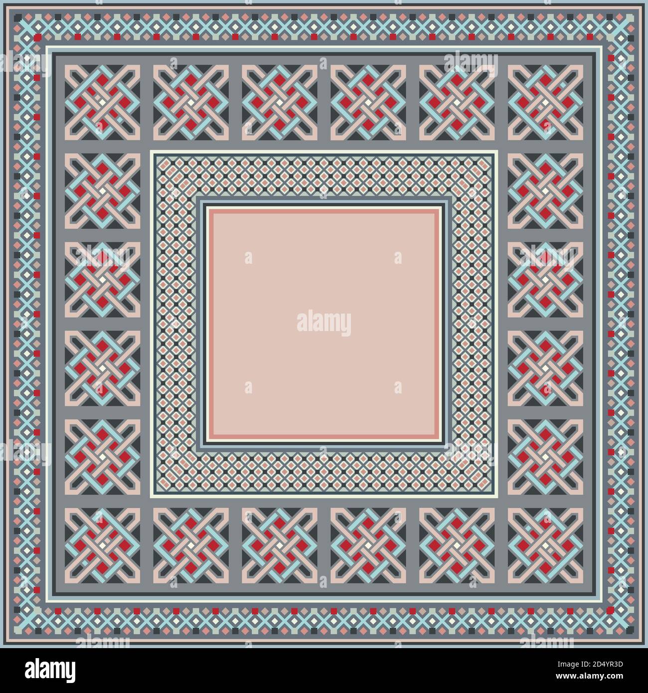 Colorful vector mosaic rug with abstract ethnic geometric ornaments ...