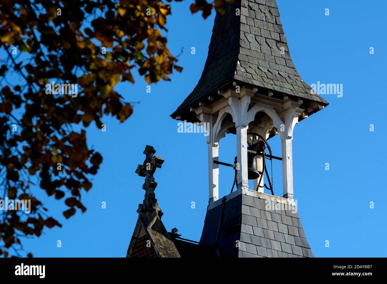 The bellcote of St. Mary Immaculate Catholic Church, Warwick, Warwickshire, UK Stock Photo